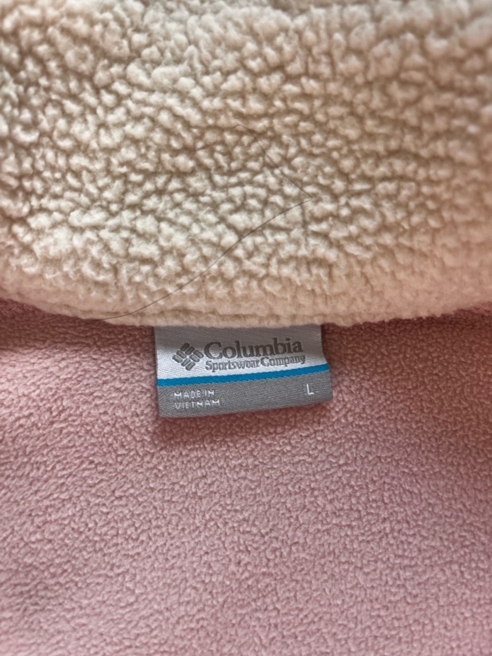 Columbia Cream and Mauve button-Front Sherpa Pullover - Picture 4 of 7